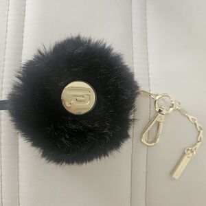 Paco Rabanne Black Fur Keychain with Gold Details
